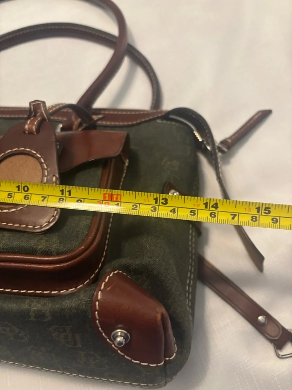 VTG Dooney & Bourke Rich Avocado Double Pocket Satchel & wallet leather trim - Picture 10 of 14